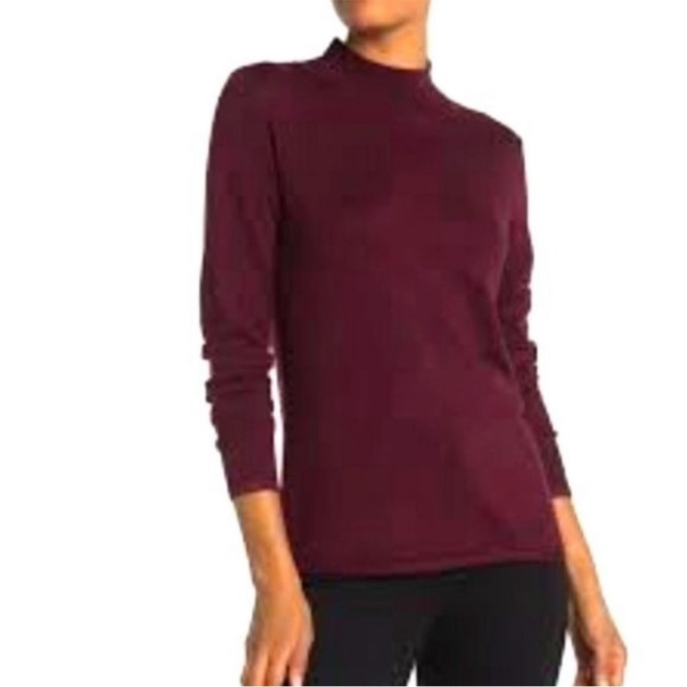 T Tahari Burgundy Mockneck